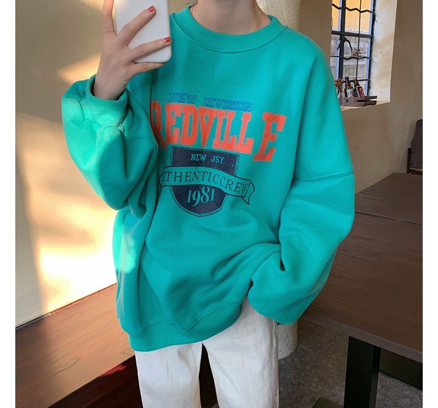 Sweatshirt Neck Lettering Crew Oversized