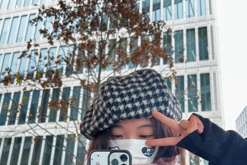 Houndstooth Beret Panel