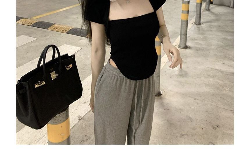 Short-Sleeve T-Shirt Neck Plain Square