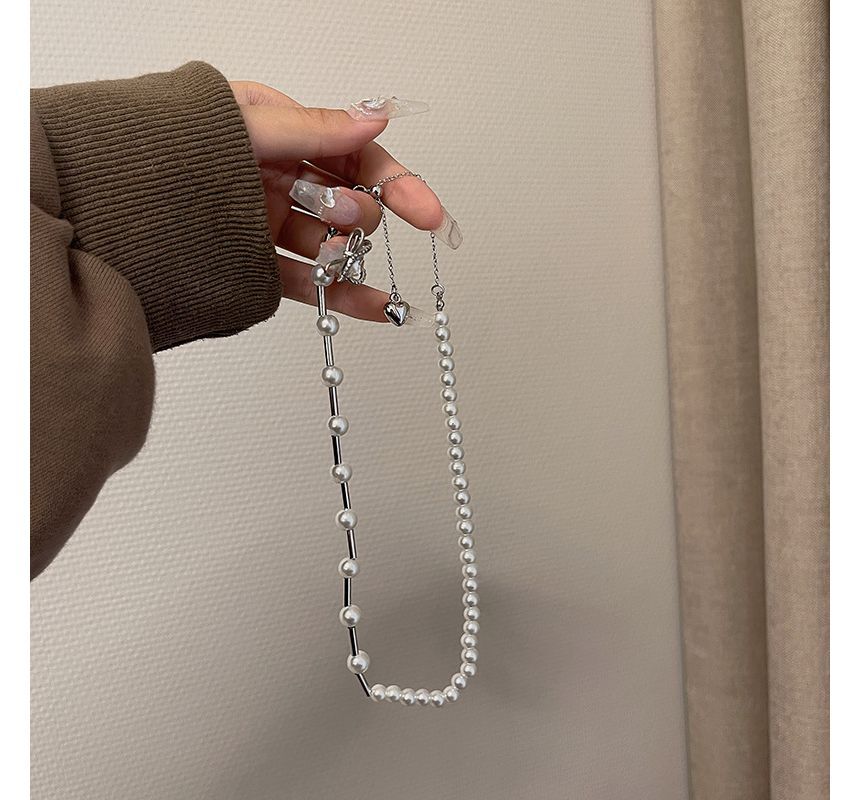 Faux Alloy Choker Pearl