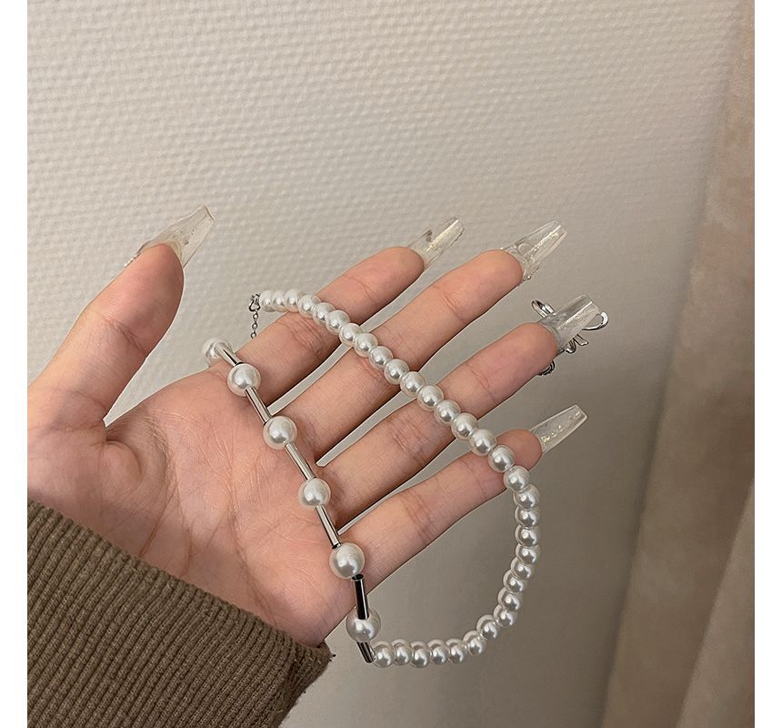 Faux Alloy Choker Pearl