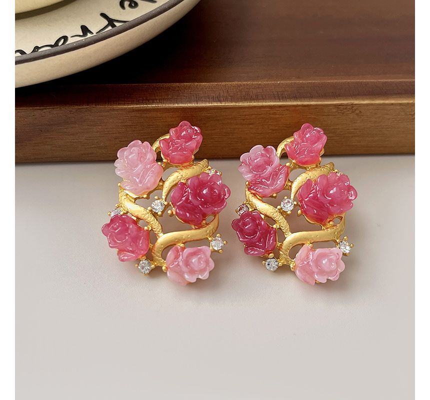 Rhinestone Stud Earring Flower