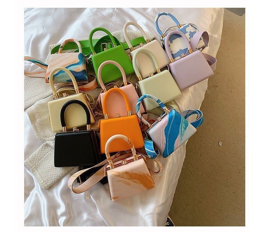 Leather Bag Boxy Faux Plain Hand