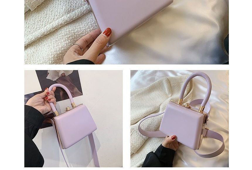 Leather Bag Boxy Faux Plain Hand