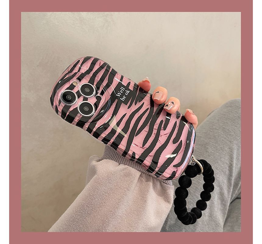Phone Print Zebra Case Hand Chain