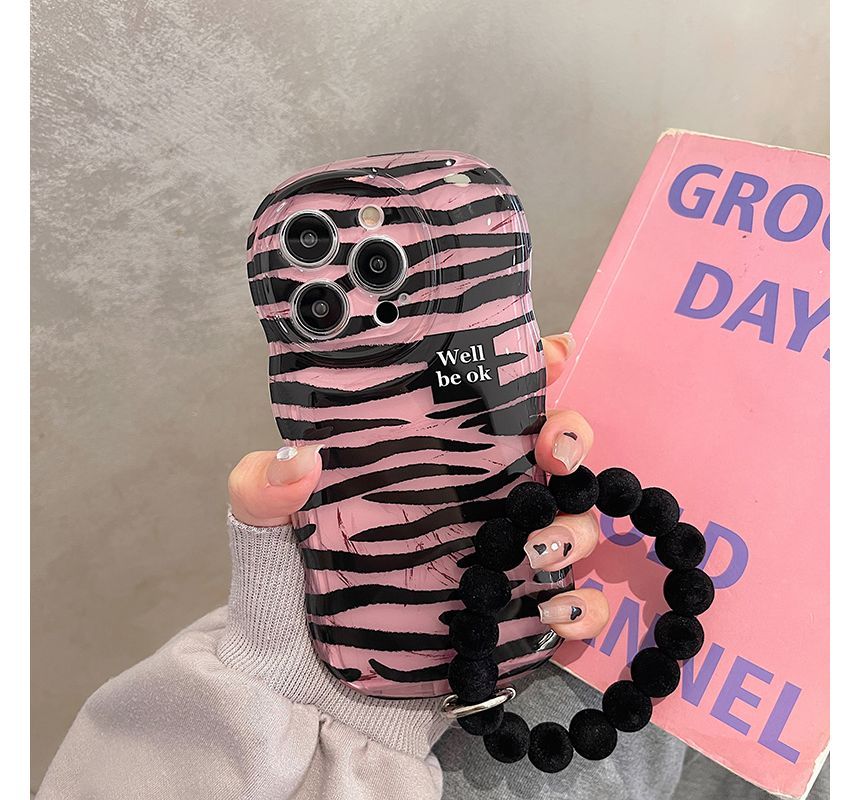 Phone Print Zebra Case Hand Chain