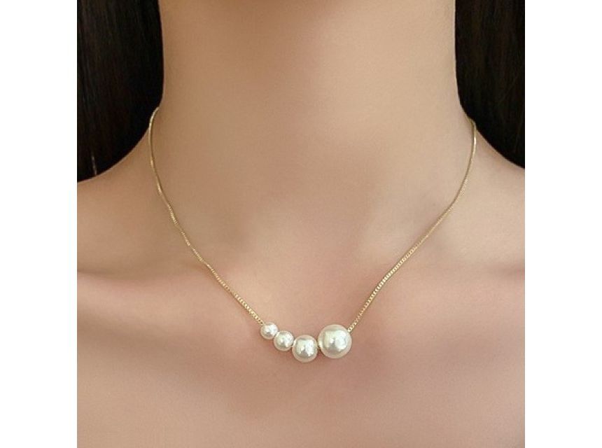 Pearl Faux Necklace Alloy