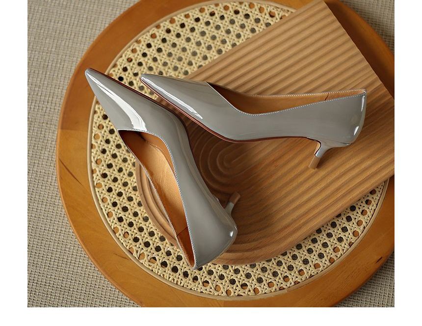 Pumps Patent Heel Pointed Kitten