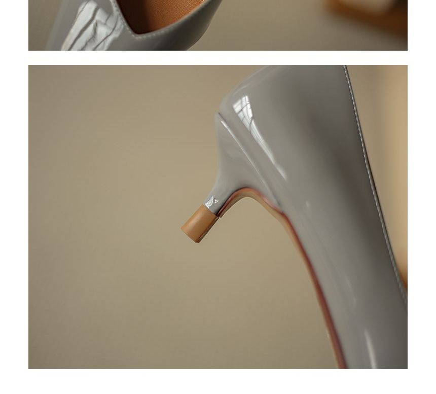 Pumps Patent Heel Pointed Kitten