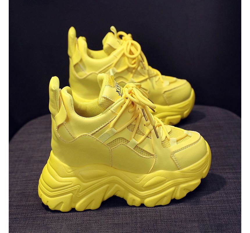 Lace Up Sneakers Wedge Hidden Platform