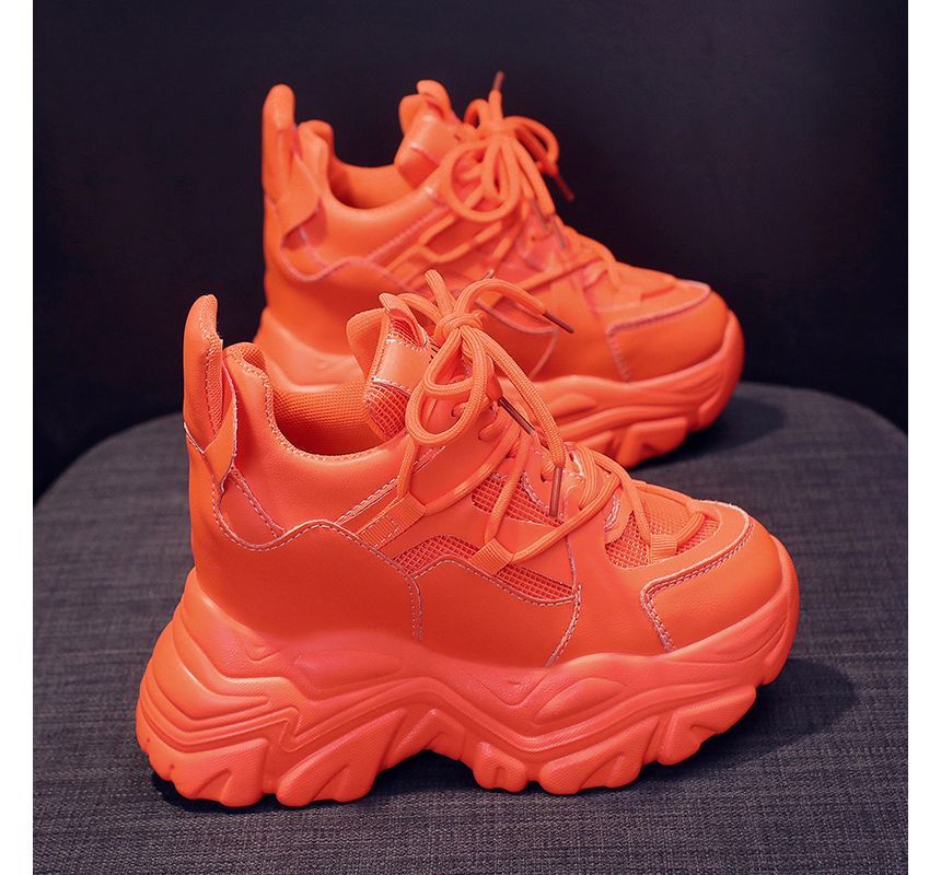 Lace Up Sneakers Wedge Hidden Platform