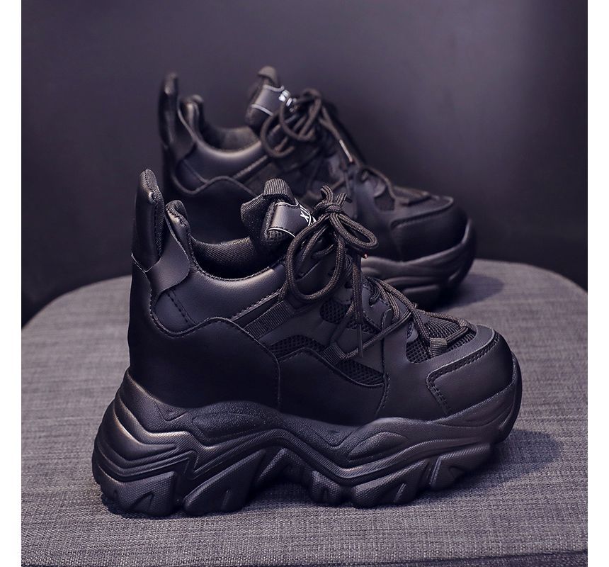 Lace Up Sneakers Wedge Hidden Platform