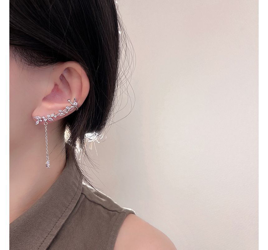 Rhinestone Earring Cuff Ear Drop with