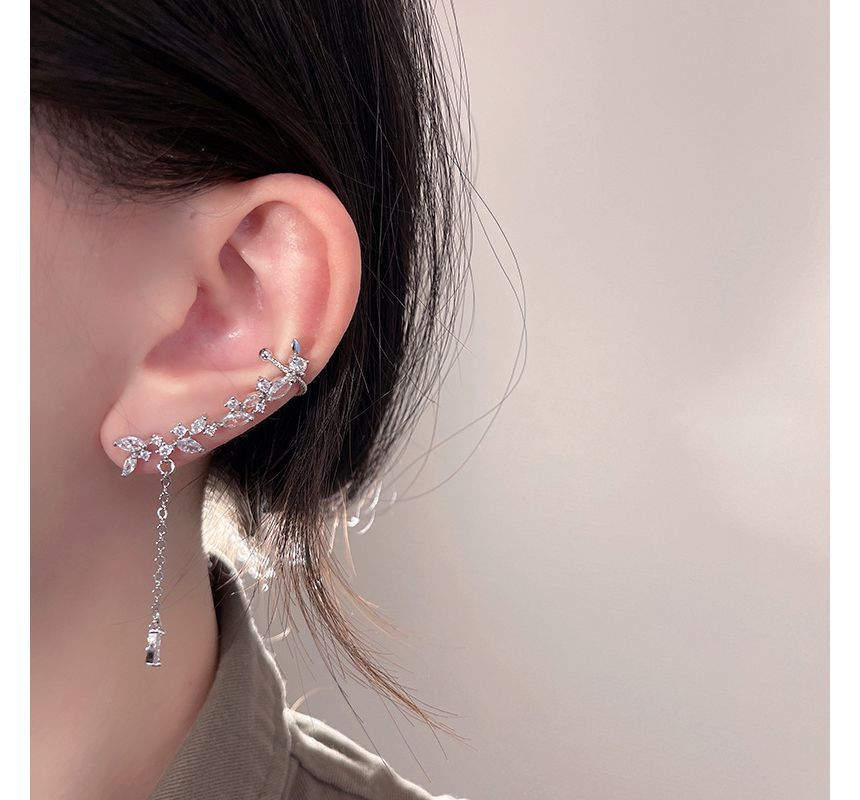 Rhinestone Earring Cuff Ear Drop with