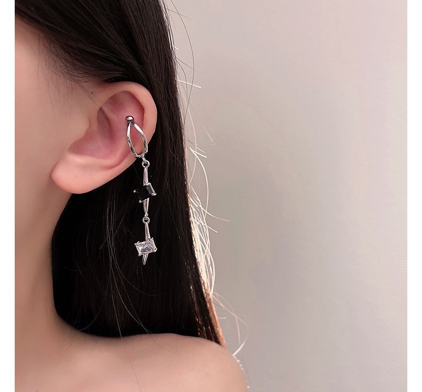 Alloy Cuff Dangle Star Earring Rhinestone