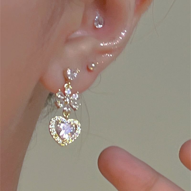 Earring Dangle Alloy Rhinestone Heart