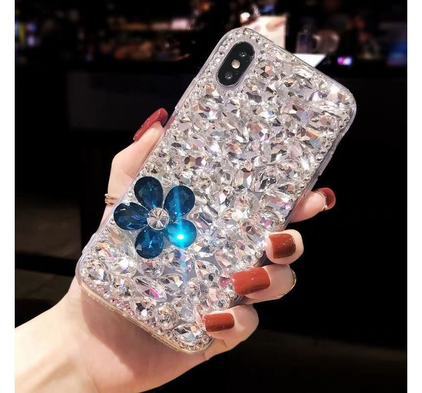 Case Phone Floral Rhinestone
