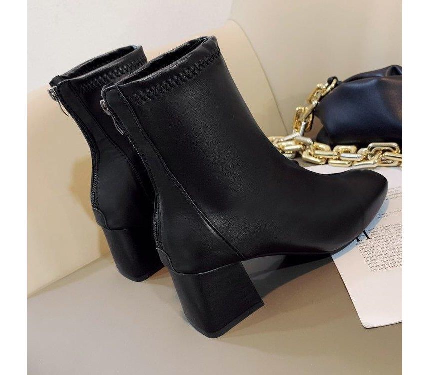 Chunky Short Boots Heel Plain