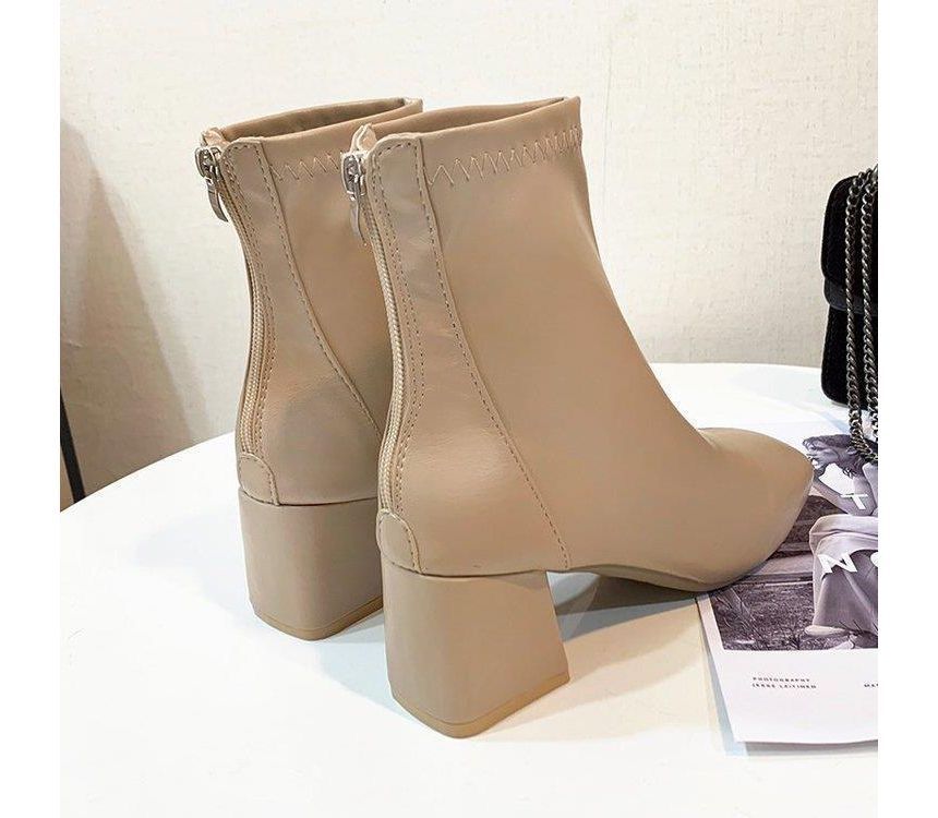Chunky Short Boots Heel Plain