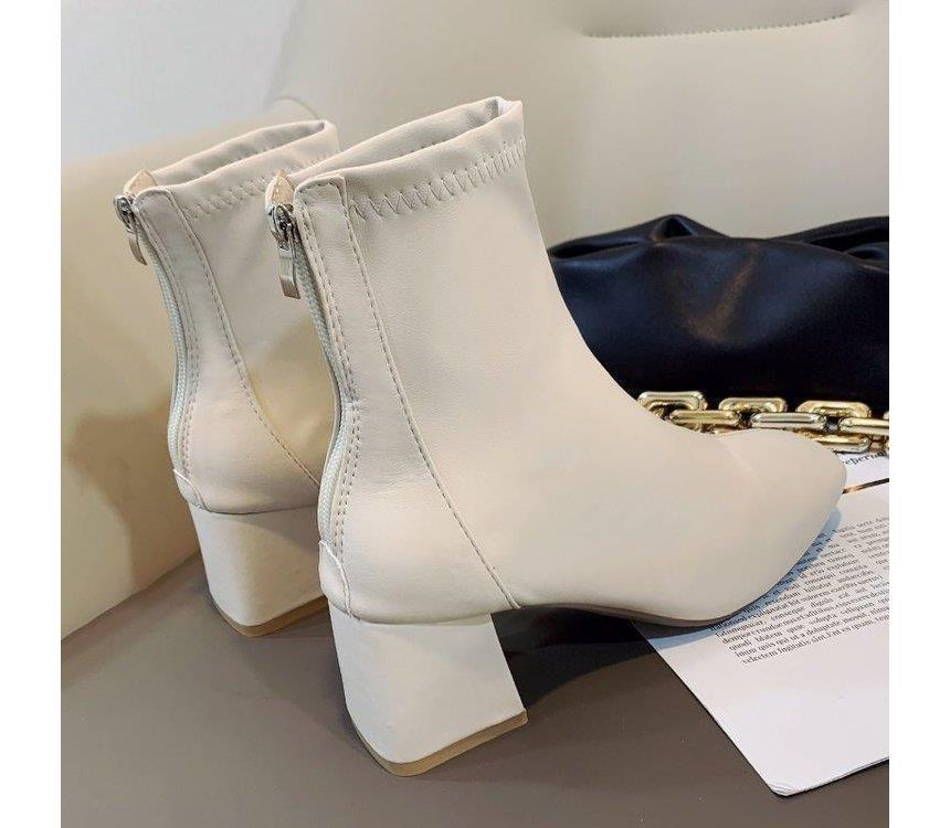 Chunky Short Boots Heel Plain