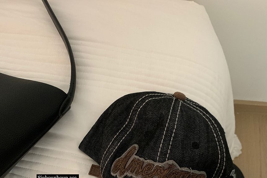 Embroidered Cap Two-Tone Letter Denim Baseball