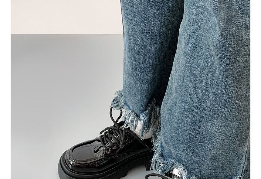 Shoes Platform Lace-Up Patent