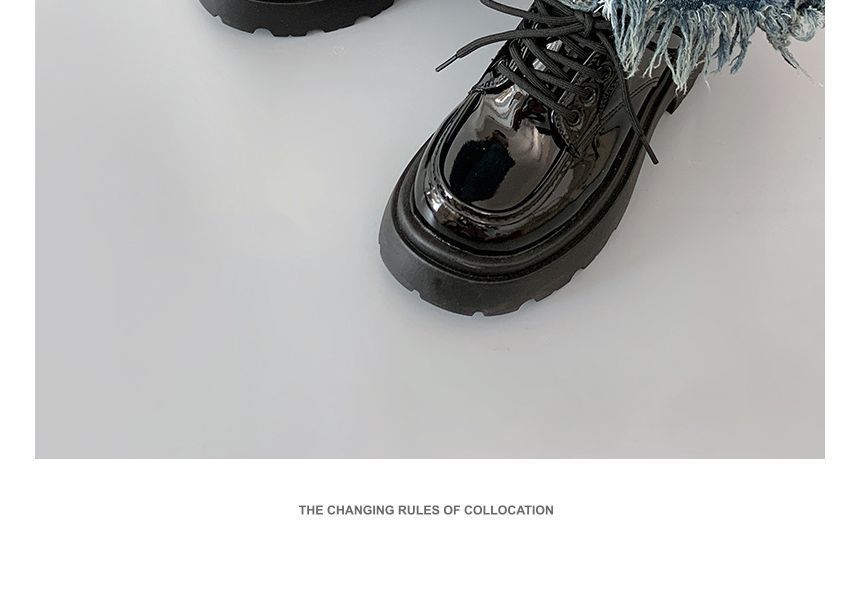 Shoes Platform Lace-Up Patent