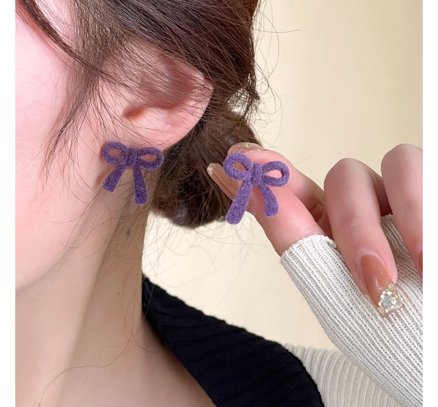 Bow Stud Flocking Earring