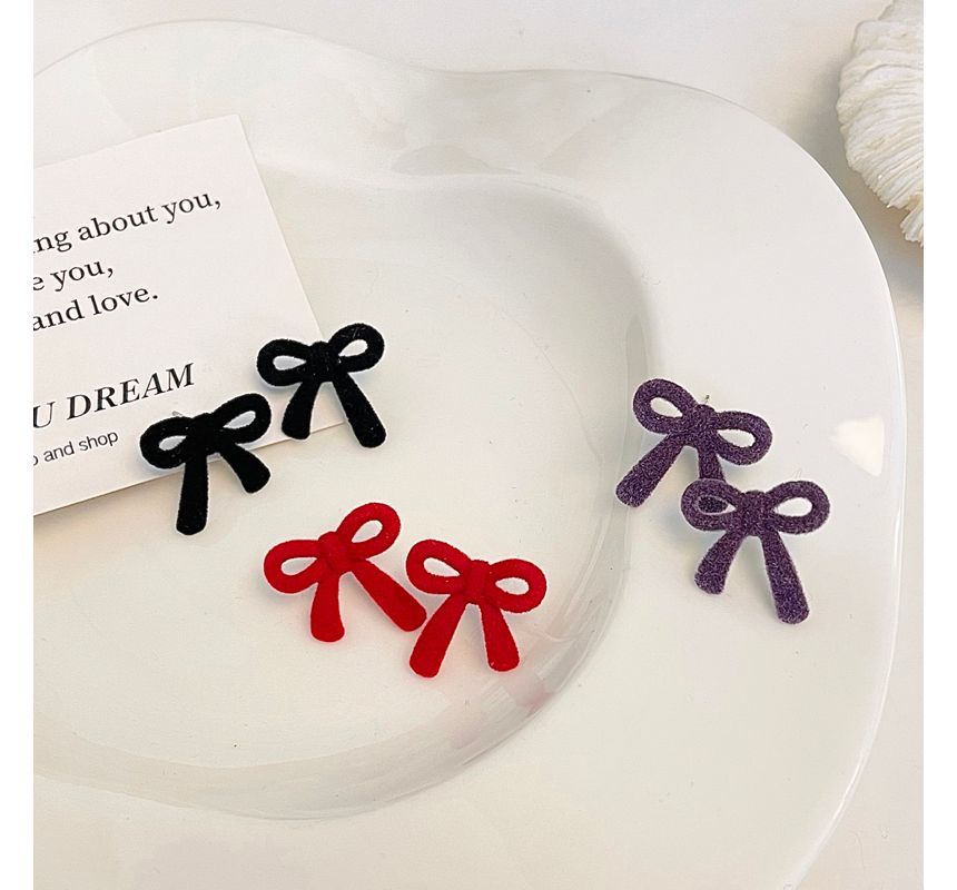 Bow Stud Flocking Earring