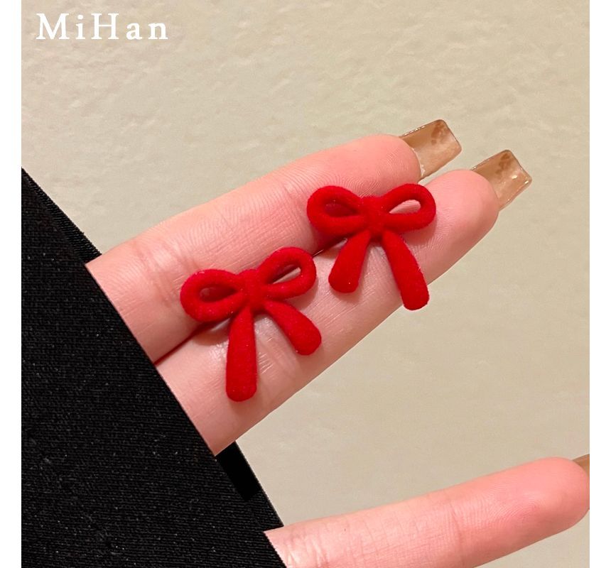 Bow Stud Flocking Earring