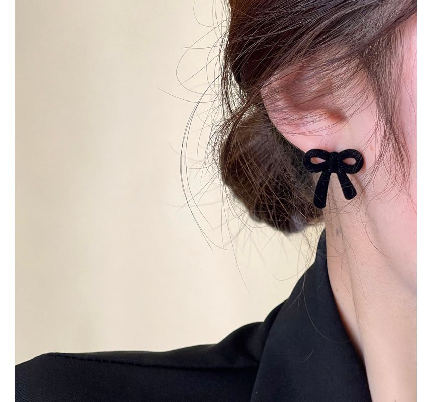 Bow Stud Flocking Earring