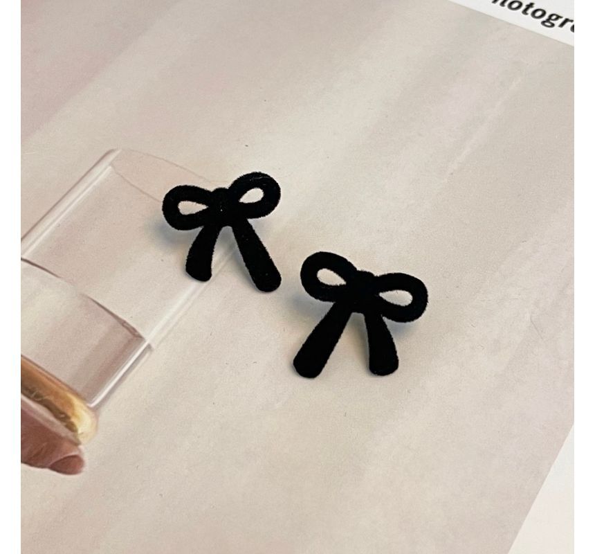 Bow Stud Flocking Earring