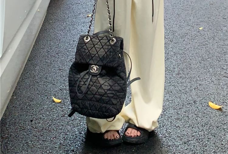 Striped Plain Crop Leg Drawstring Cutout Tee Neck Waist / Long-Sleeve Round Wide Sweatpants