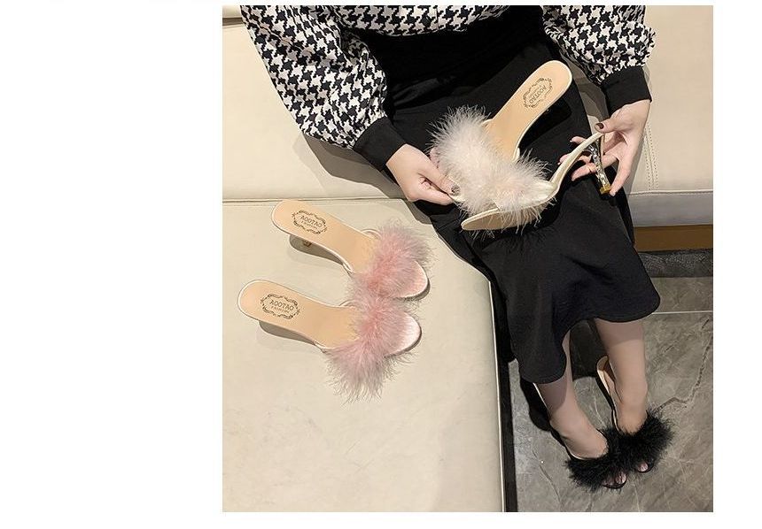 Sandals Heel Feather Slide High