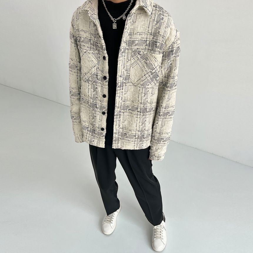 Collared Button Tweed Jacket