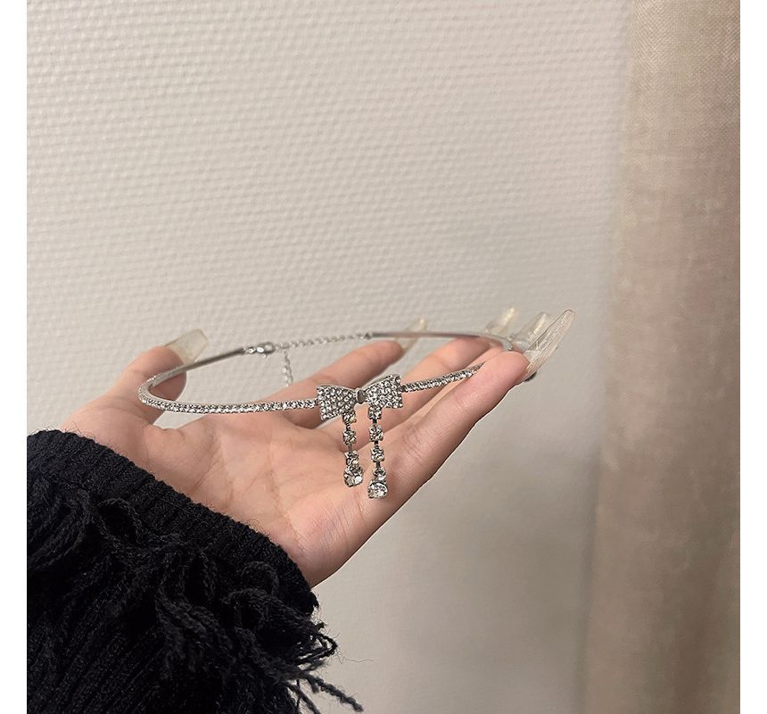 Bow Rhinestone Alloy Choker