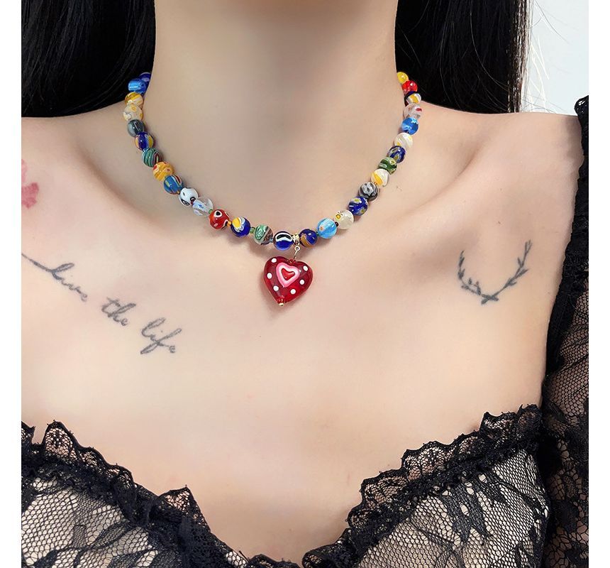 / Print Necklace Pendant Earring Glass