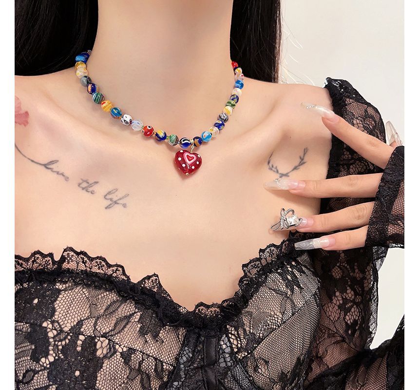 / Print Necklace Pendant Earring Glass