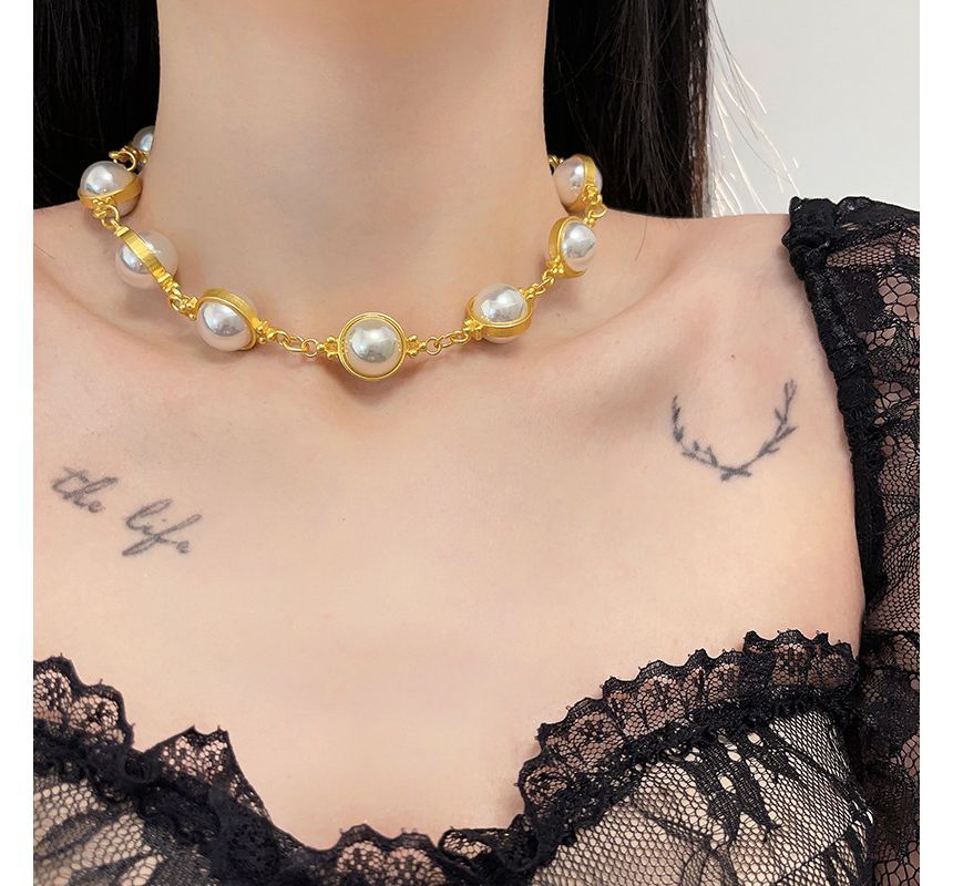 / Faux Earring Dangle Bracelet Necklace Pearl Alloy