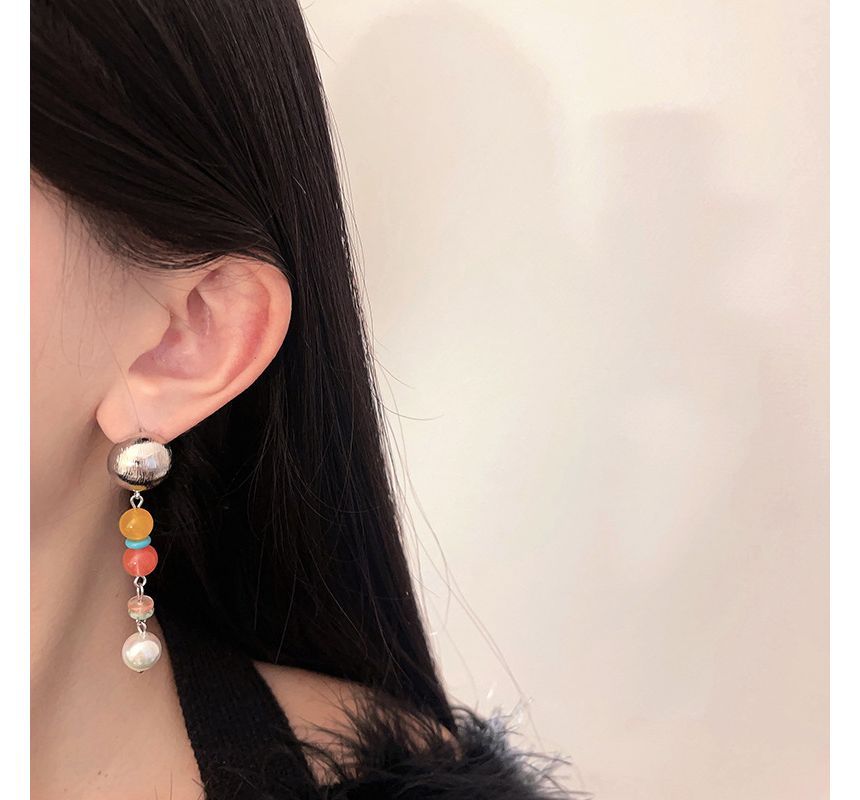 Pearl Bead Faux Earring Alloy Glass Dangle