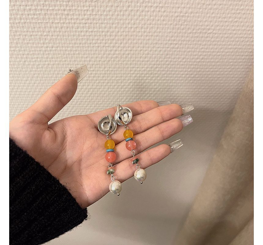 Pearl Bead Faux Earring Alloy Glass Dangle