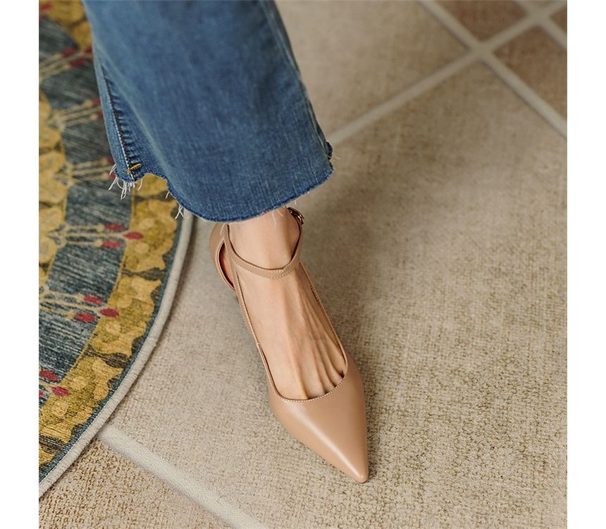 Plain Heel Stiletto Strap Sandals Ankle