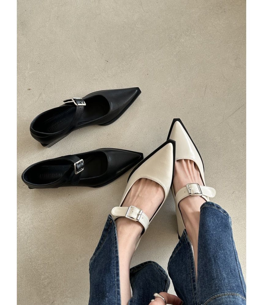 Toe Mary Pointy Shoes Heel Chunky Jane