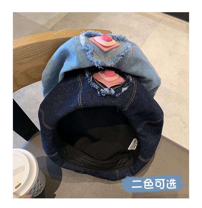 Hat Heart Beret Denim