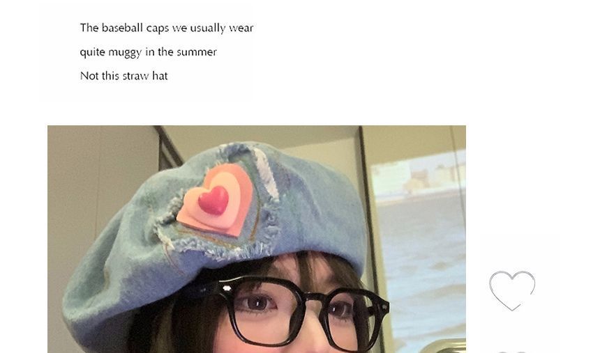 Hat Heart Beret Denim