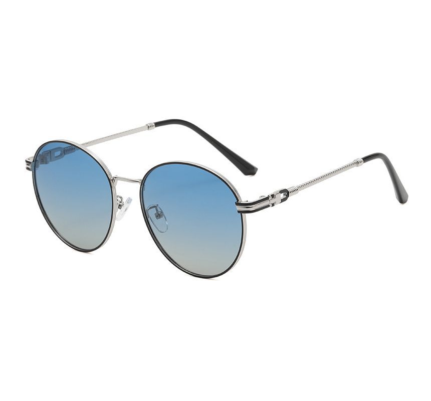 Round Polarized Metal Frame Sunglasses