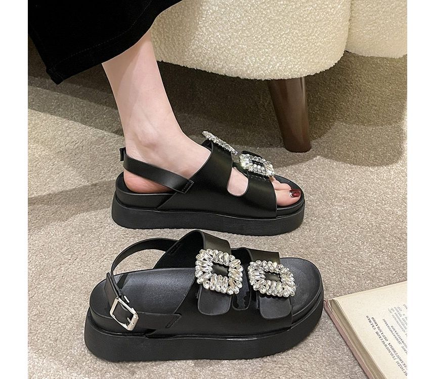 Sandals Platform Rhinestone Slingback