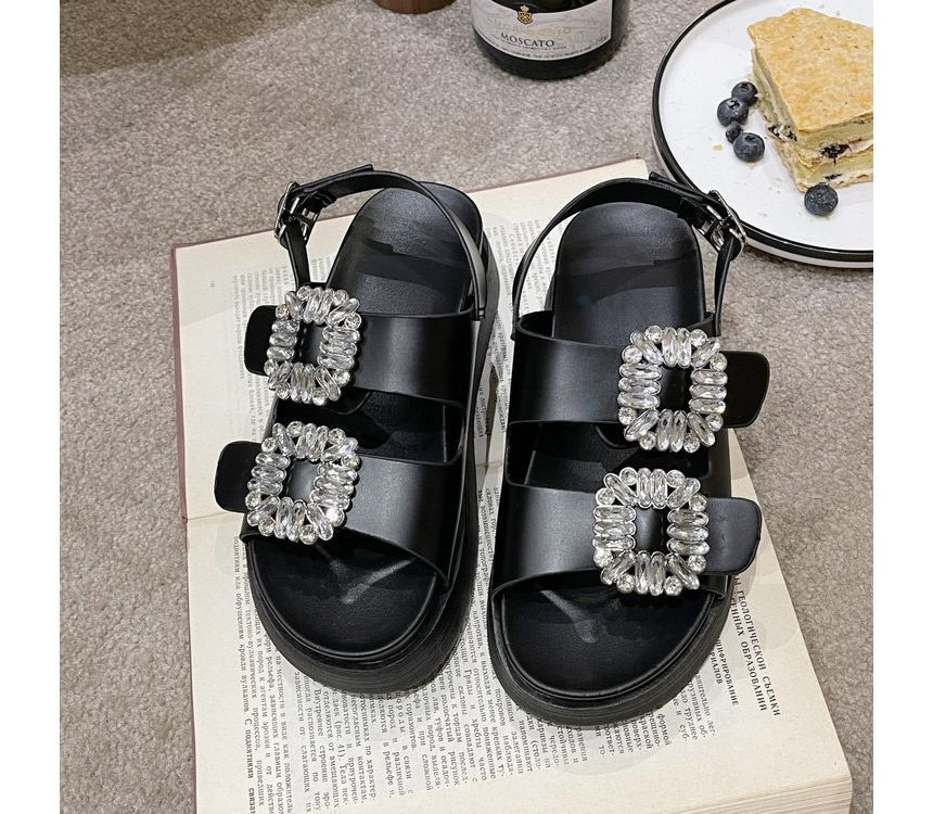 Sandals Platform Rhinestone Slingback