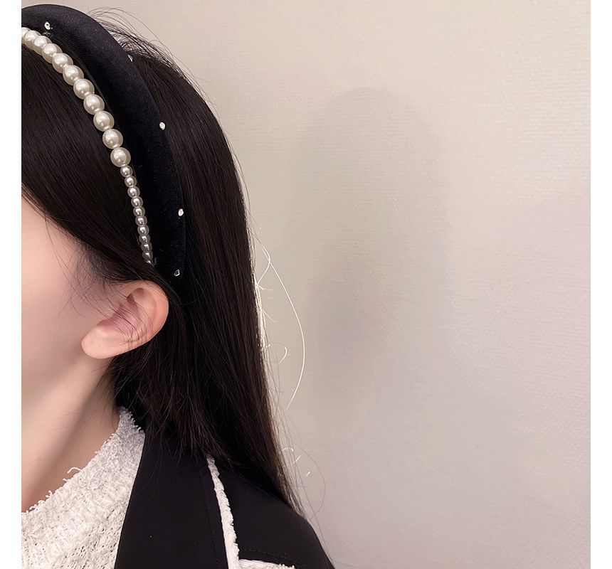 Velvet Headband Faux Pearl