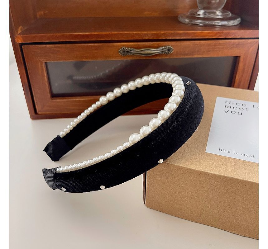 Velvet Headband Faux Pearl